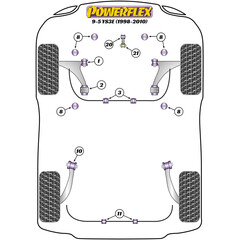 2 x Powerflex PFF66-205 hintere PU Buchsen Querlenker vorn Saab 9-5 YS3E 2000-->