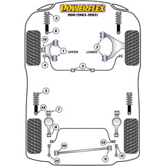 4 x Powerflex PFF66-401 PU Buchsen oberer Querlenker fr Saab 900 90 99 96 (No.1)