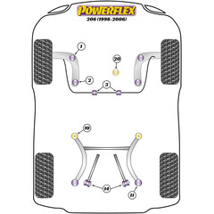 2 x Powerflex PFR50-410 PU Lager Hinterachse vorn fr Peugeot 206 (Nr.10)