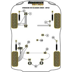 2x Powerflex PFR57-413BLK PU Hintere obere Stodmpferlager fr Porsche 911 1965-1989  (Nr.13)