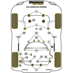 2 x Powerflex PFR5-5630-10BLK Rear Shock Top Mount Bracket and Bush 10mm BMW e30 e36 e46