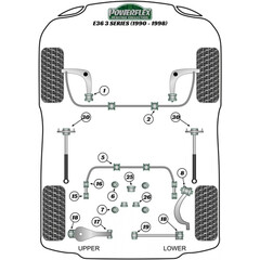 2 x Powerflex PFR5-308-12H Rear Anti Roll Bar Mounting for Bush BMW E30 E36