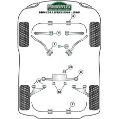 2x Powerflex PFR5-507H PU Hinterachslager Tonnenlager fr BMW e34 e32 (Nr.6)