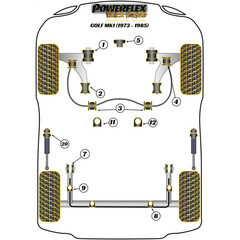 2 x Powerflex PFR85-225BLK innere PU Stabilager Hinterachse fr VW Golf I Jetta Scirocco