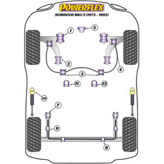 2x Powerflex PFF85-215-16 PU Buchse Stabilisator Vorderachse auen 16mm fr VW Golf I Jetta I Scirocco I / II