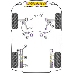 2 x Powerflex PFR85-316 PU Rear Bump Stop for VW Caddy MK1