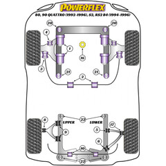 4 x Powerflex PFR3-212 PU Buchsen fr oberer Querlenker Hinterachse innen fr Audi 80 90 S2 RS2(Nr.9)