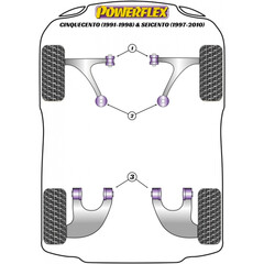 2 x Powerflex Front Wishbone Rear Inner Bush Fiat Uno Cinquecento & Seicento (Nr.2)